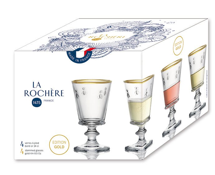 La Rochère Abeille Wijnglas Goudrand 24 cl - Doos 4 stuks - 123Glaswerk