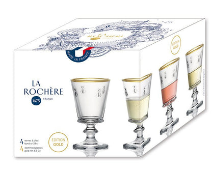 La Rochère Abeille Wijnglas Goudrand 24 cl - Doos 4 stuks - 123Glaswerk