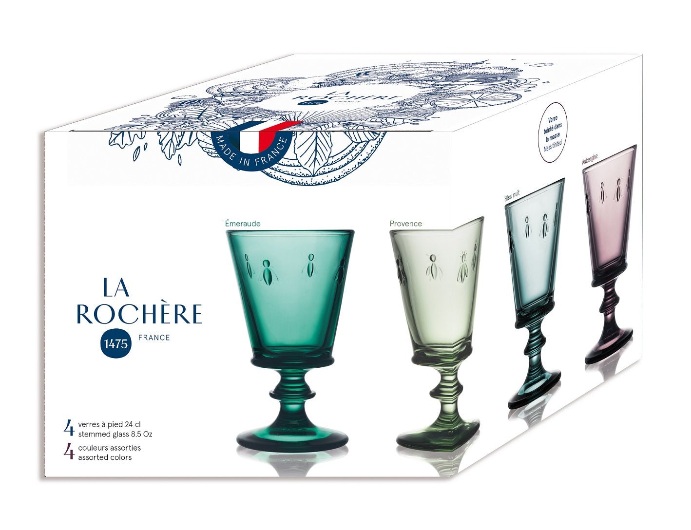 La Rochère Abeille Wijnglas Kleur 24 cl - Doos 4 stuks - 123Glaswerk
